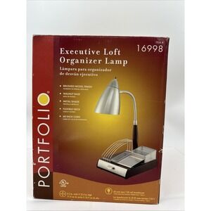 Portfolio Executive Loft Organizer Desk Lamp Brushed Nickel, 60" Cord Walnut NEW